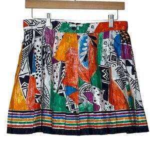 vtg TAIL sz 12 Tennis Skirt Pleated Unlined USA Back Zip + Button Silky Multi